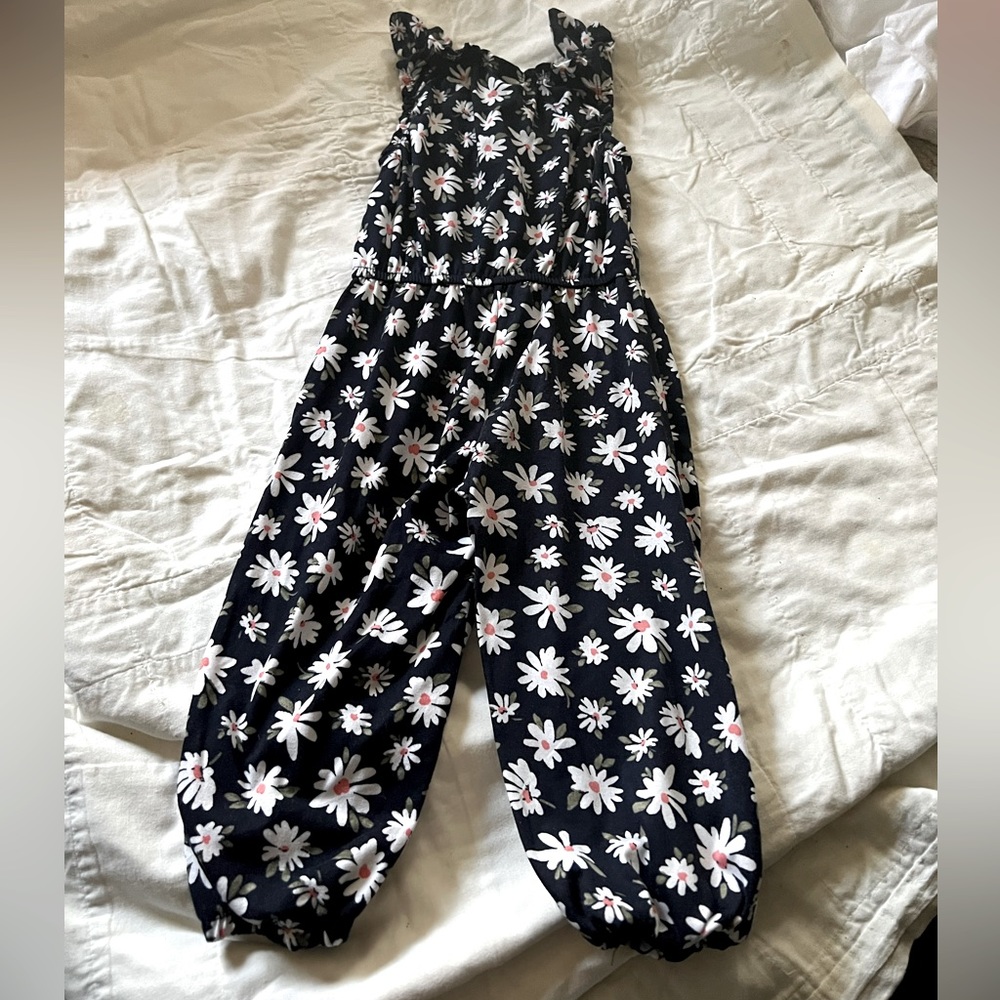 Floral navy and white jumpsuit